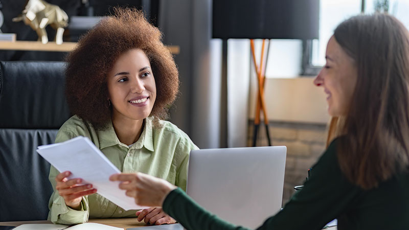 Student receiving career coaching