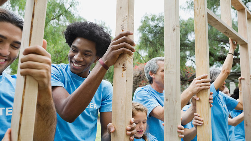 Student doing volunteer work