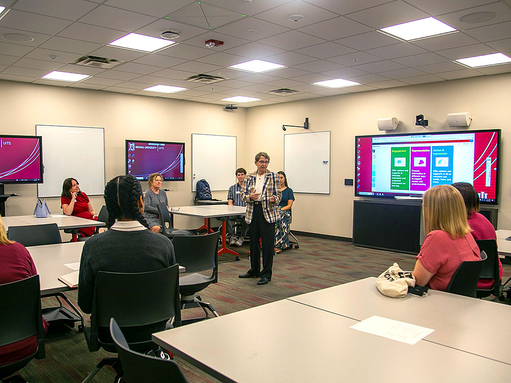 Ellen in the Slide Classroom giving a demonstration