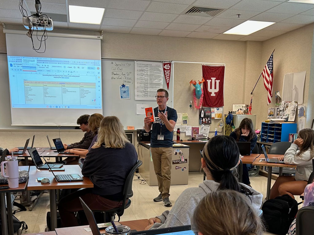 Eric Jenkins teaching in his classroom